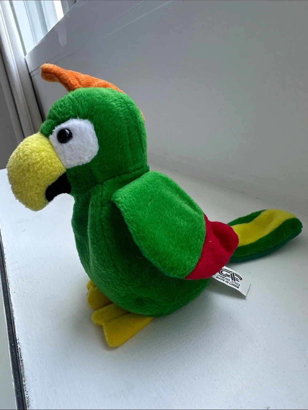 Bean Sprouts Wally Bird Parrot Plush Stuffed Animal Soft Toy Green Yellow 6”